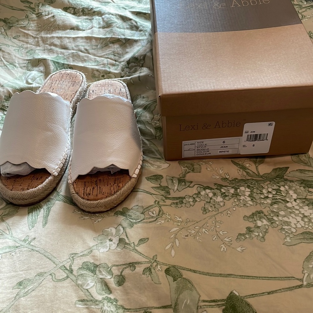 Lexi and Addie white leather slides